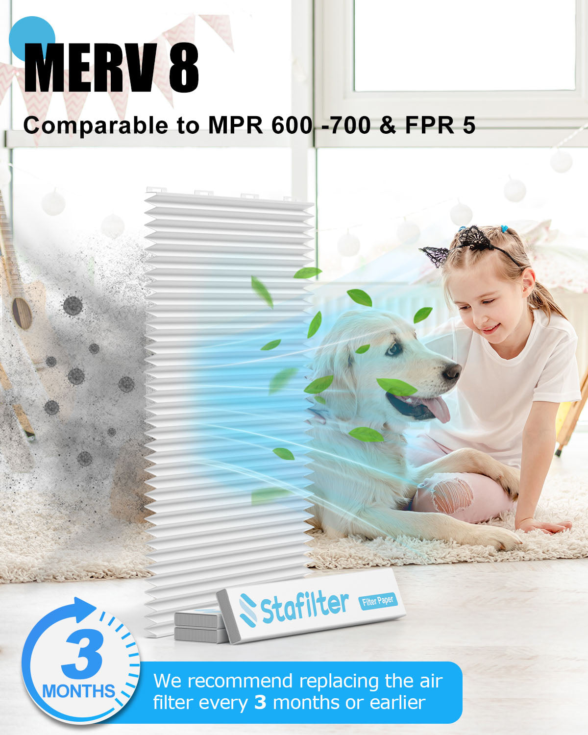 14*30*1 - Reusable Air Filter, MERV 8, 1 Pack Replaceable Filter Media + 1 Reusable ABS Plastic Frame