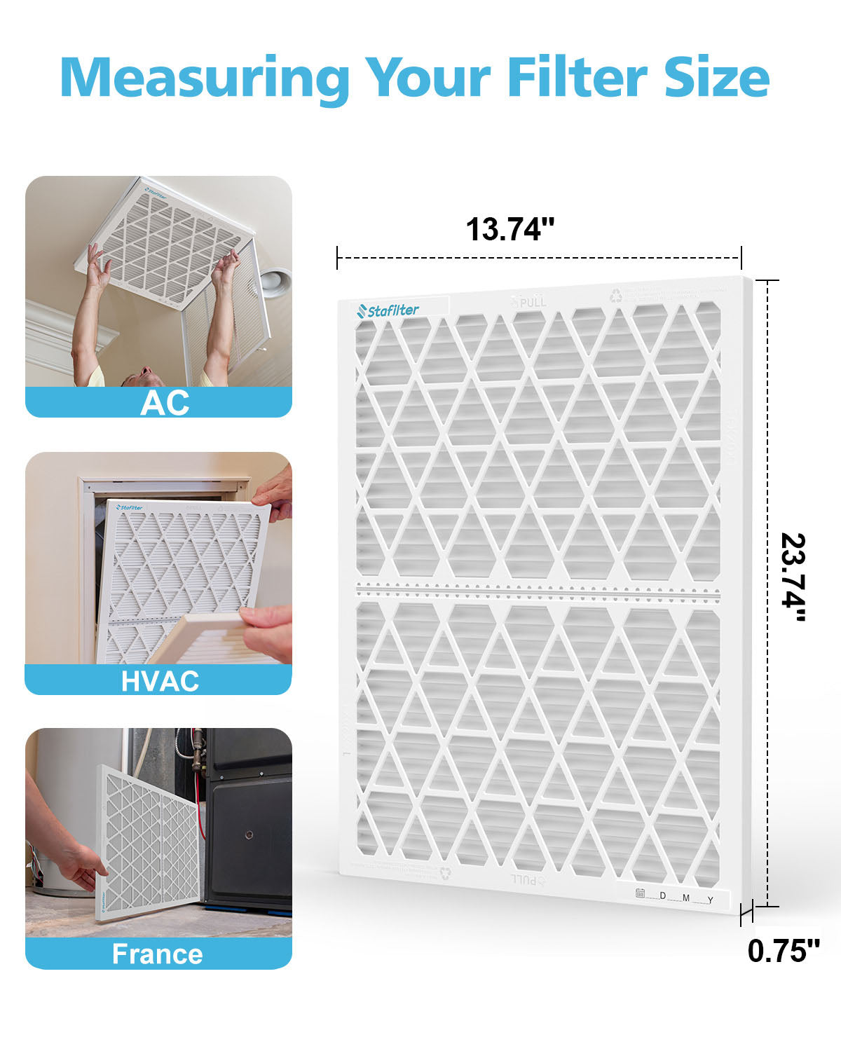 14*24*1 - Reusable Air Filter, MERV 8, 6 Pack Replaceable Filter Media + 1 Reusable ABS Plastic Frame